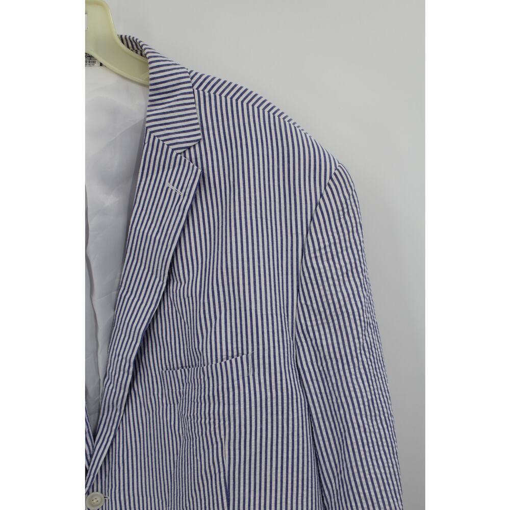 Saddlebred Seersucker Blazer Sportcoat Mens 50R Blue White Stripe 100% Cotton - Picture 3 of 6